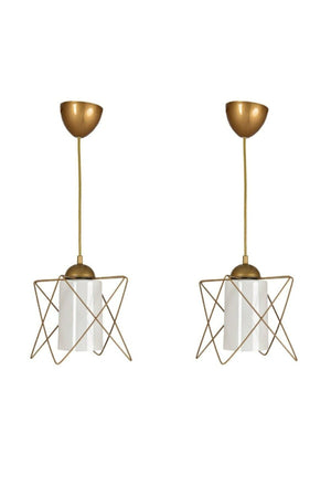 2 Pieces Zigzag Single Tumbled Pendant Lamp Chandelier - Swordslife