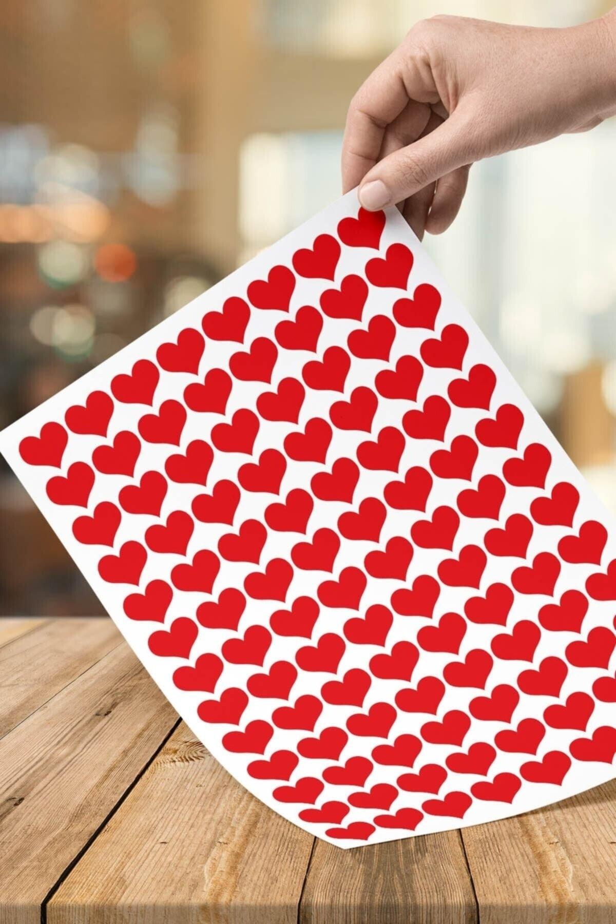 220 Pieces 2 Cm Adhesive Heart Shaped Red