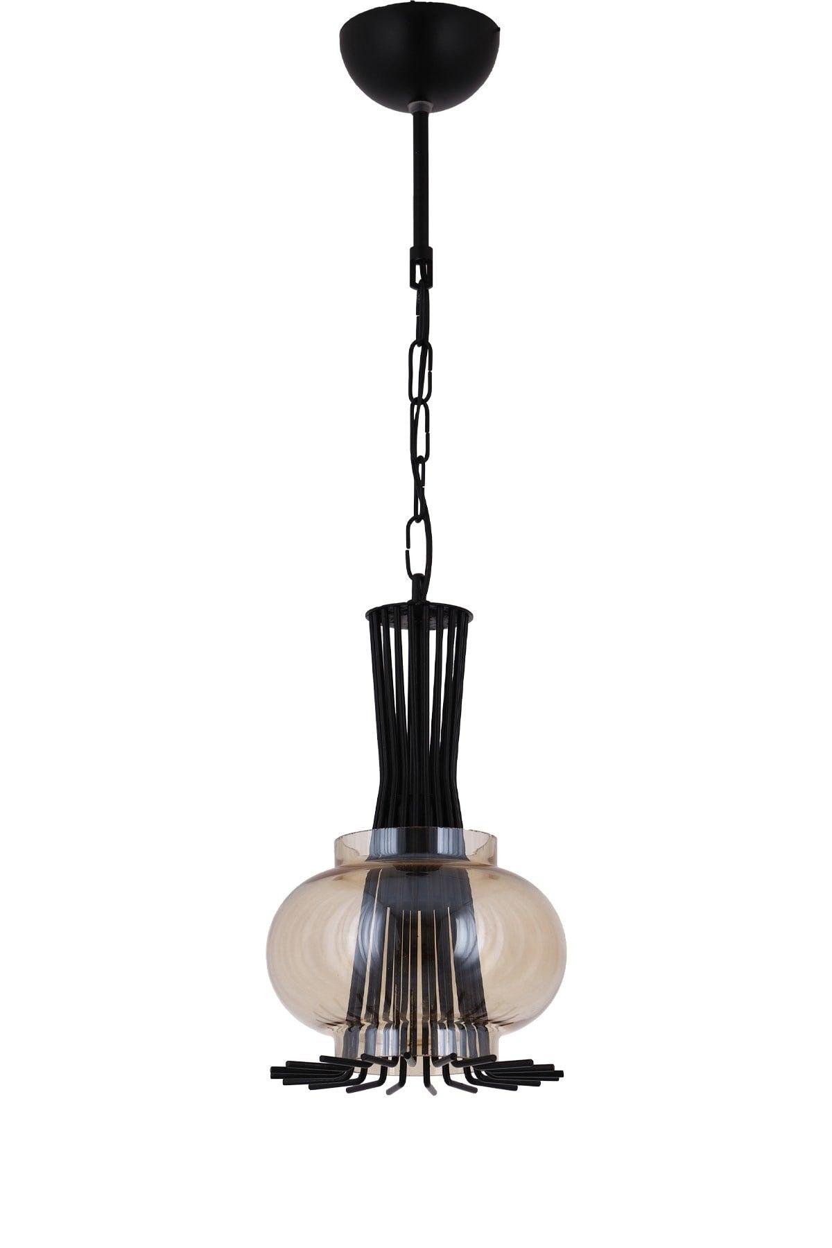 2510 Black Single Honey Glass Pendant Chandelier - Çakır Chandelier - Swordslife