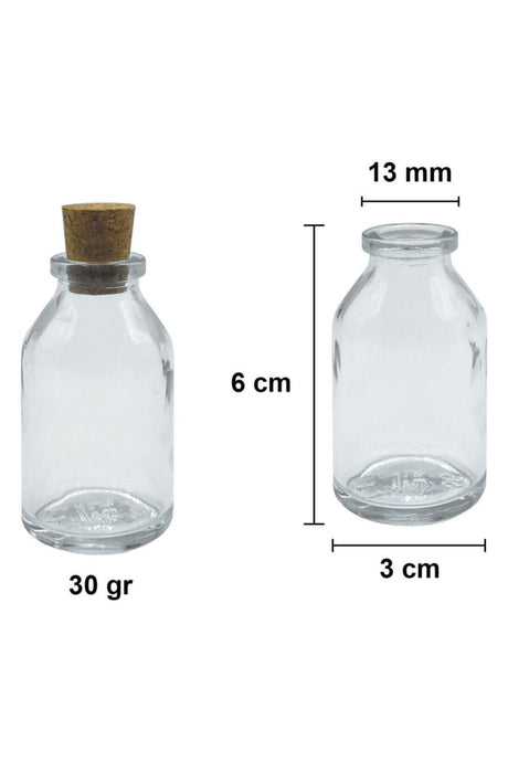 25cc Glass Bottle with Cork Stopper - 50 pcs