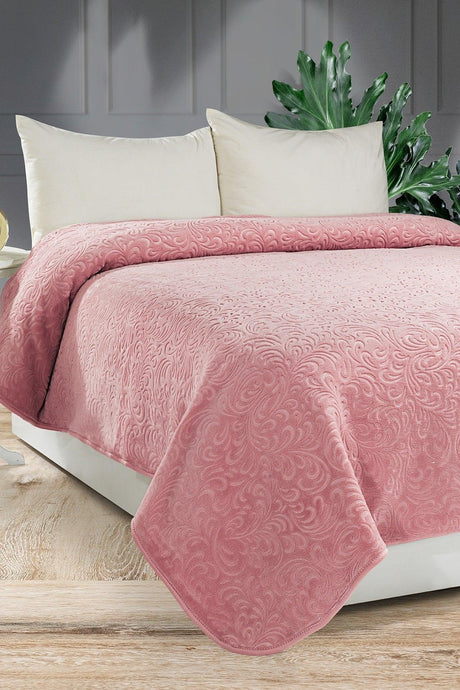 2.8 Kg Embos Printed Pamela Thick Double Blanket 230x240 Cm Dark Powder - Swordslife