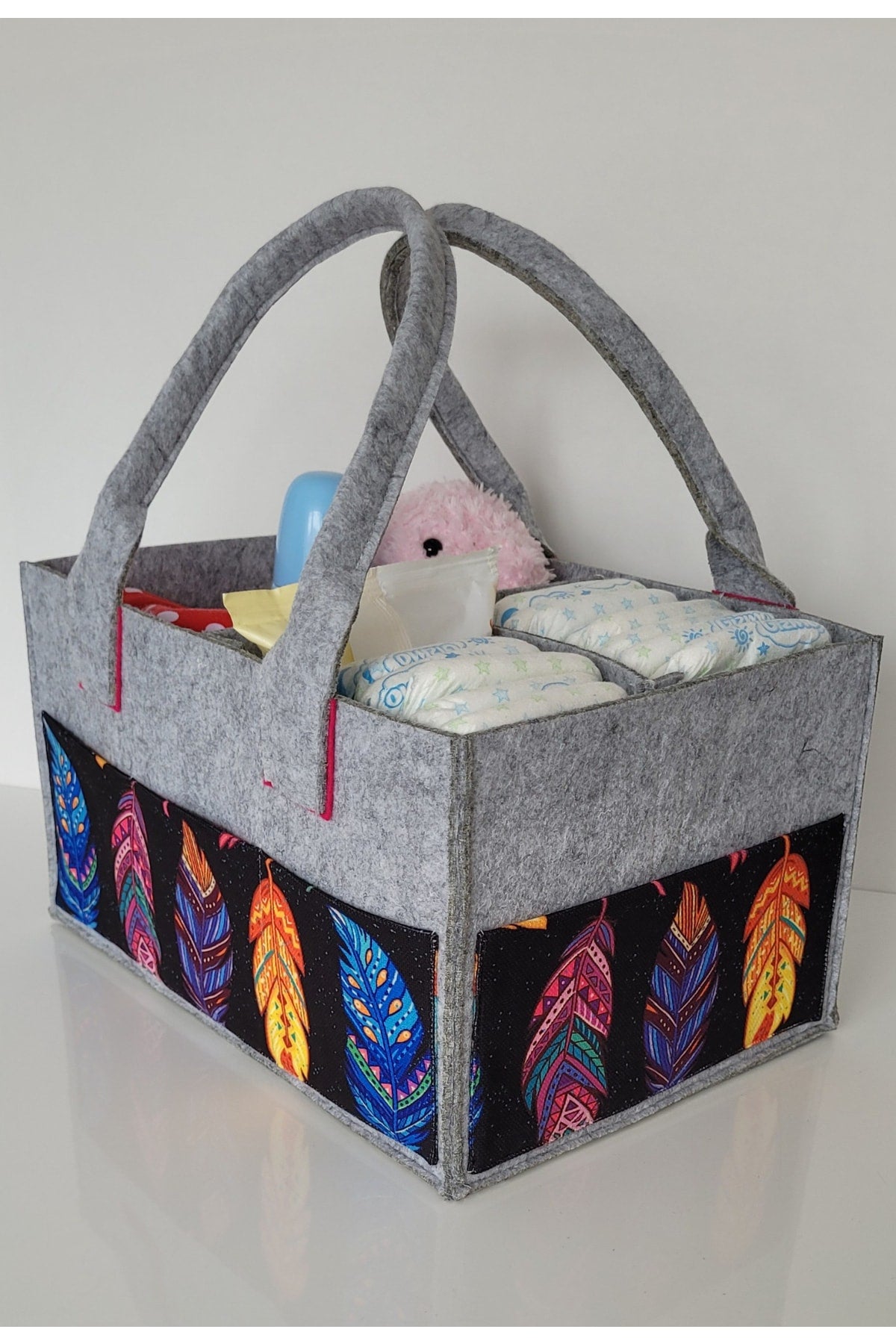 Handmade Multi-Purpose Felt Mother Baby Care And Organizer Bag Functional Organizer With Lid