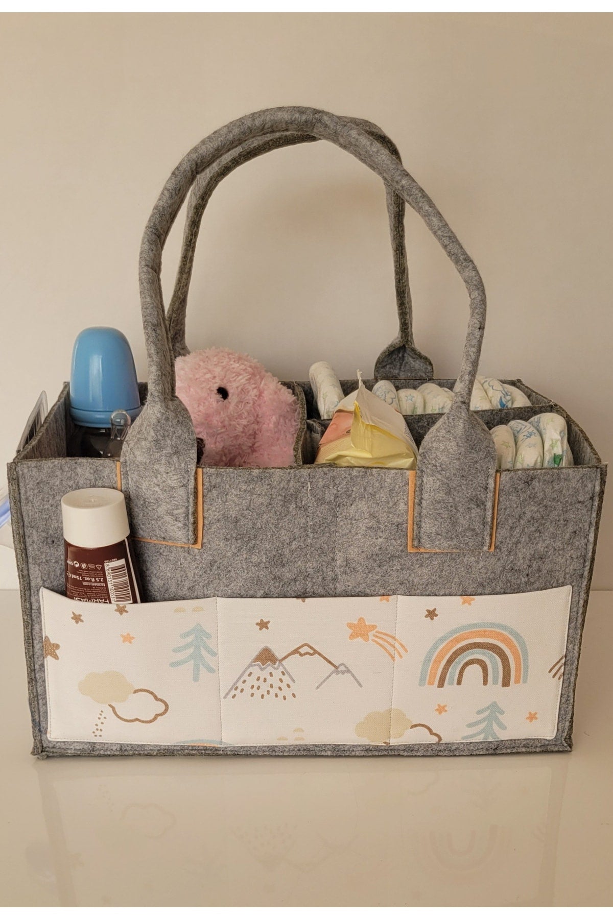 Handmade Multi-Purpose Felt Mother Baby Care And Organizer Bag Functional Organizer With Lid