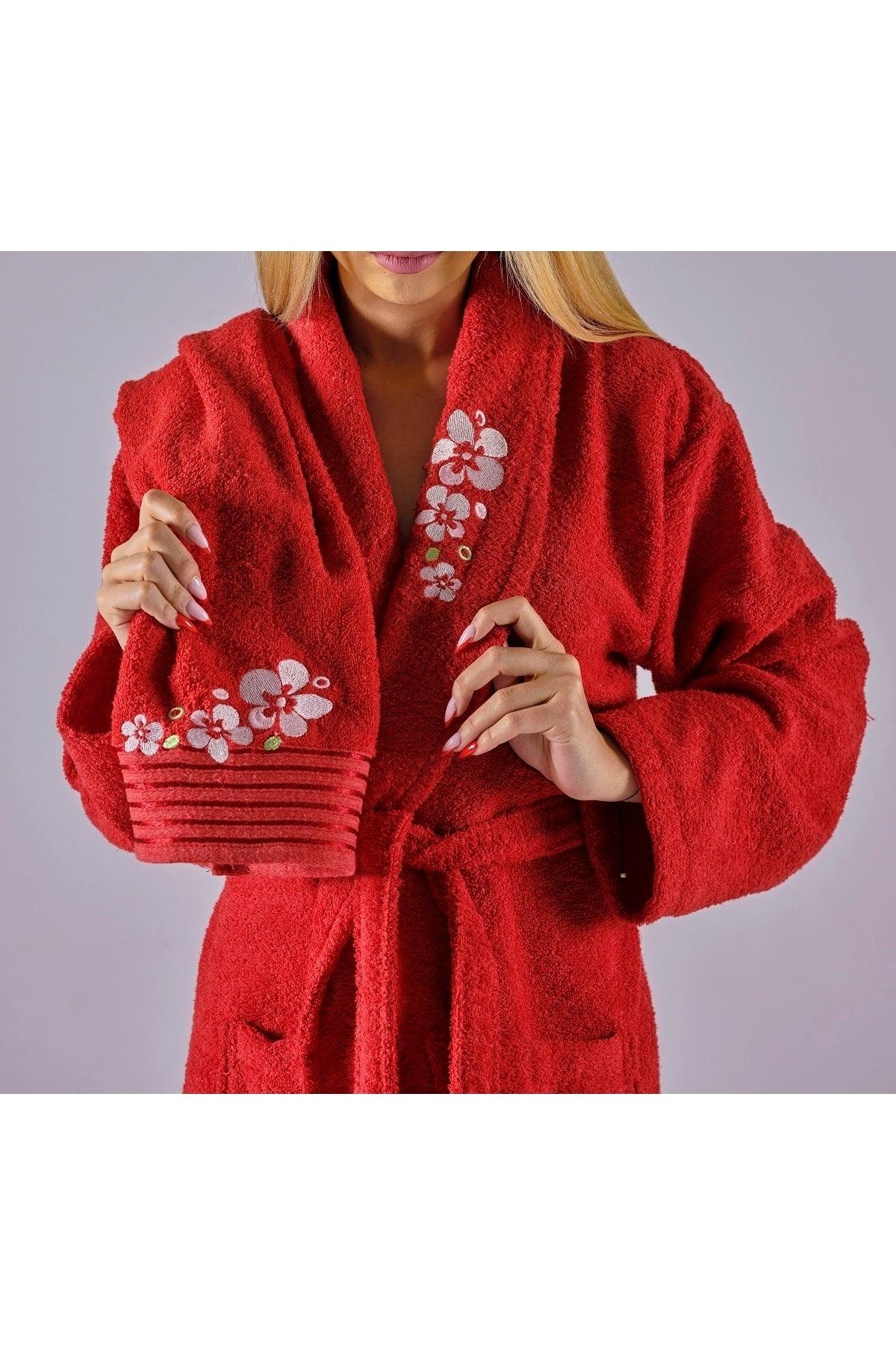 Alya Luxury Embroidered Cotton 2 Piece Bathrobe Set - Swordslife