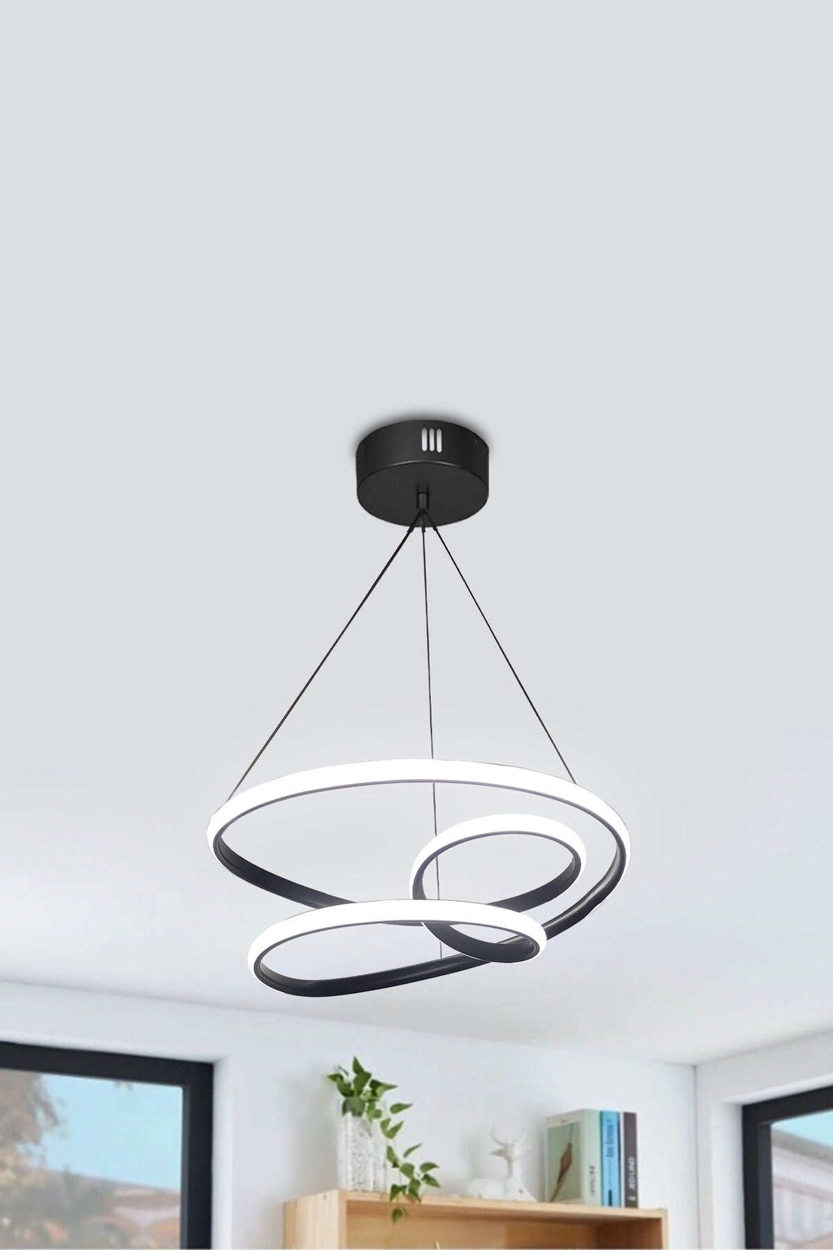 Modern Pendant Lamp Galaxy Black Case White Light Led Chandelier