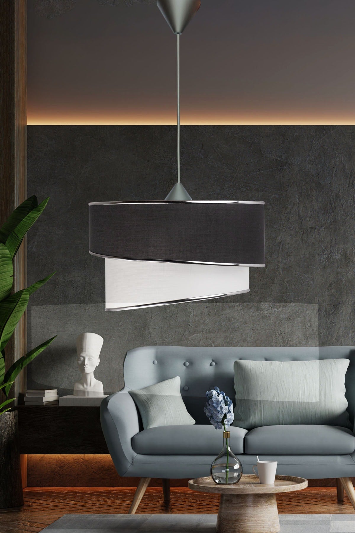 Ruzgar Modern Single Pendant Lamp Anthracite Chandelier R.89a