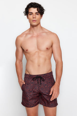 Black-Orange Men'S Standard Size Geometric Swimwear Marine Shorts Tmnss22Ds0011