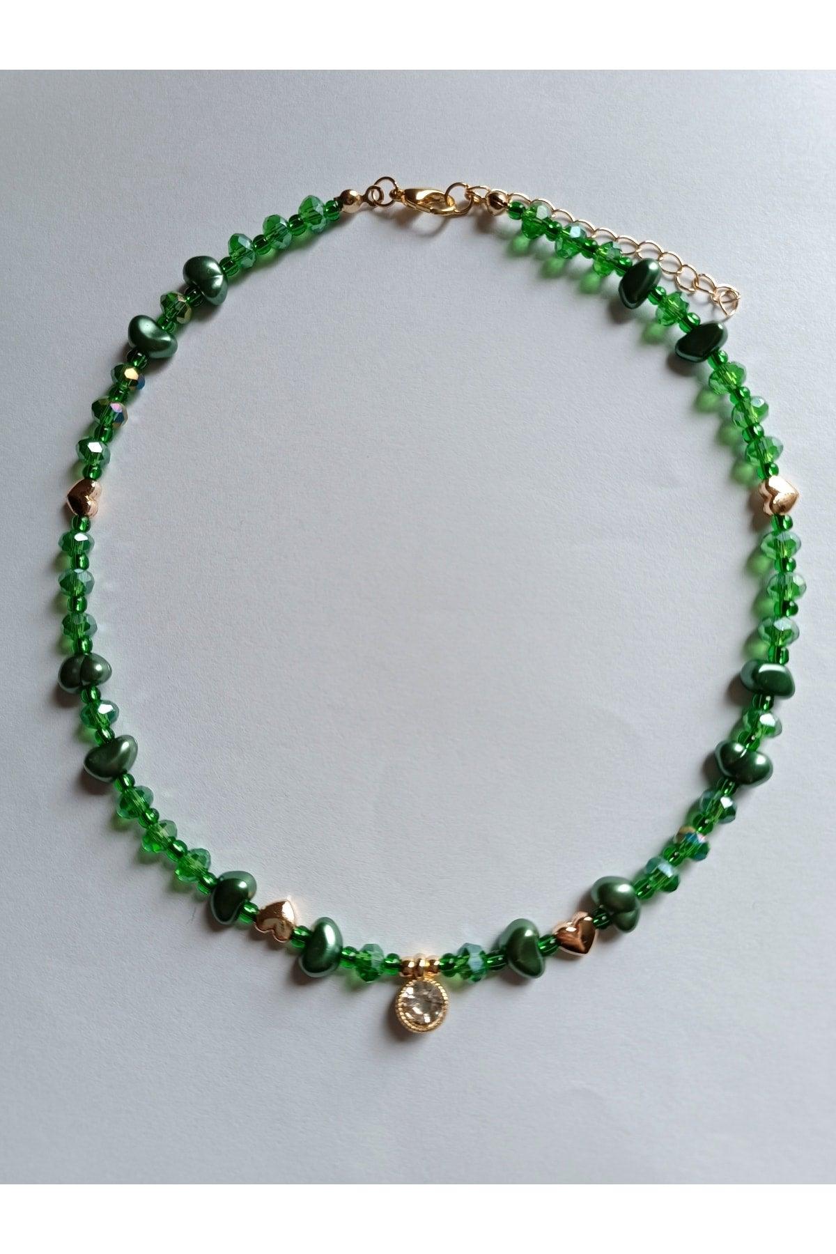 Pearl Green Necklace with White Shimmer Tip - Swordslife
