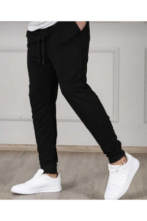 Black Color Men'S Slim Fit Jogger Bottom Tracksuit