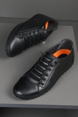 Casual Elastic Laceless Summer Genuine Leather Men'S Shoes