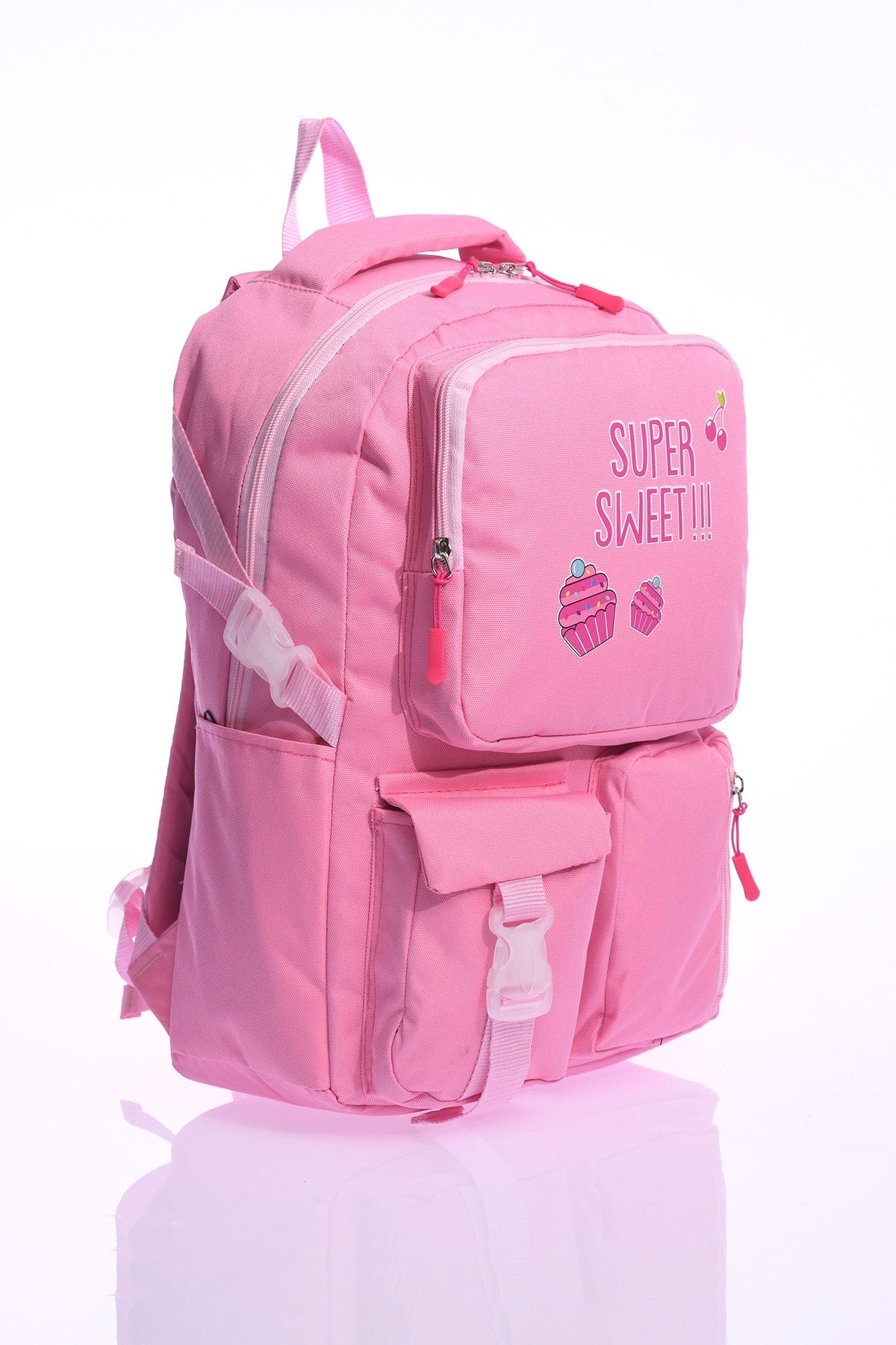 Hkn 9012 Primary School Backpack School Bag Multi Compartment Student Pink