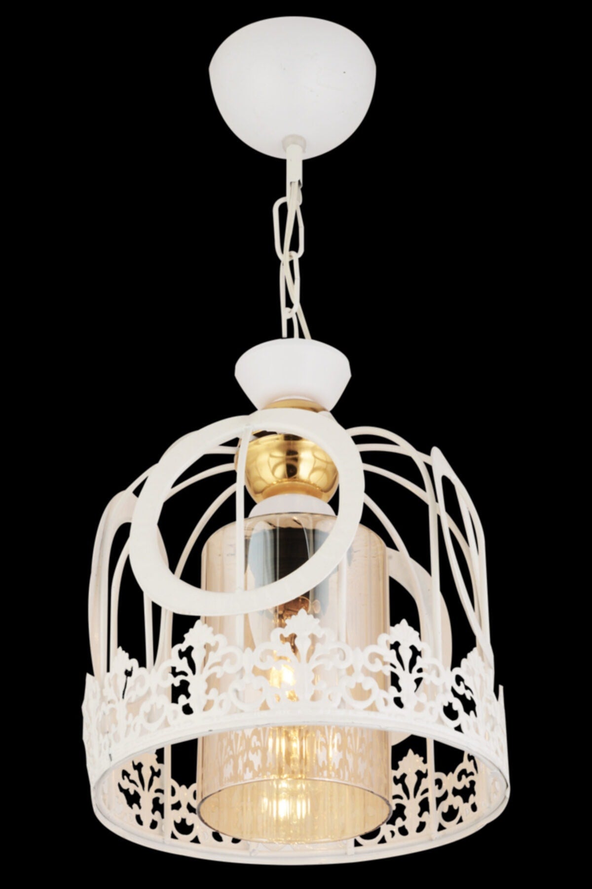 Single Lace White Modern Downward Facing Chandelier