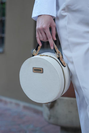 Canvas- Cream Camel Women'S Round Shoulder Bag