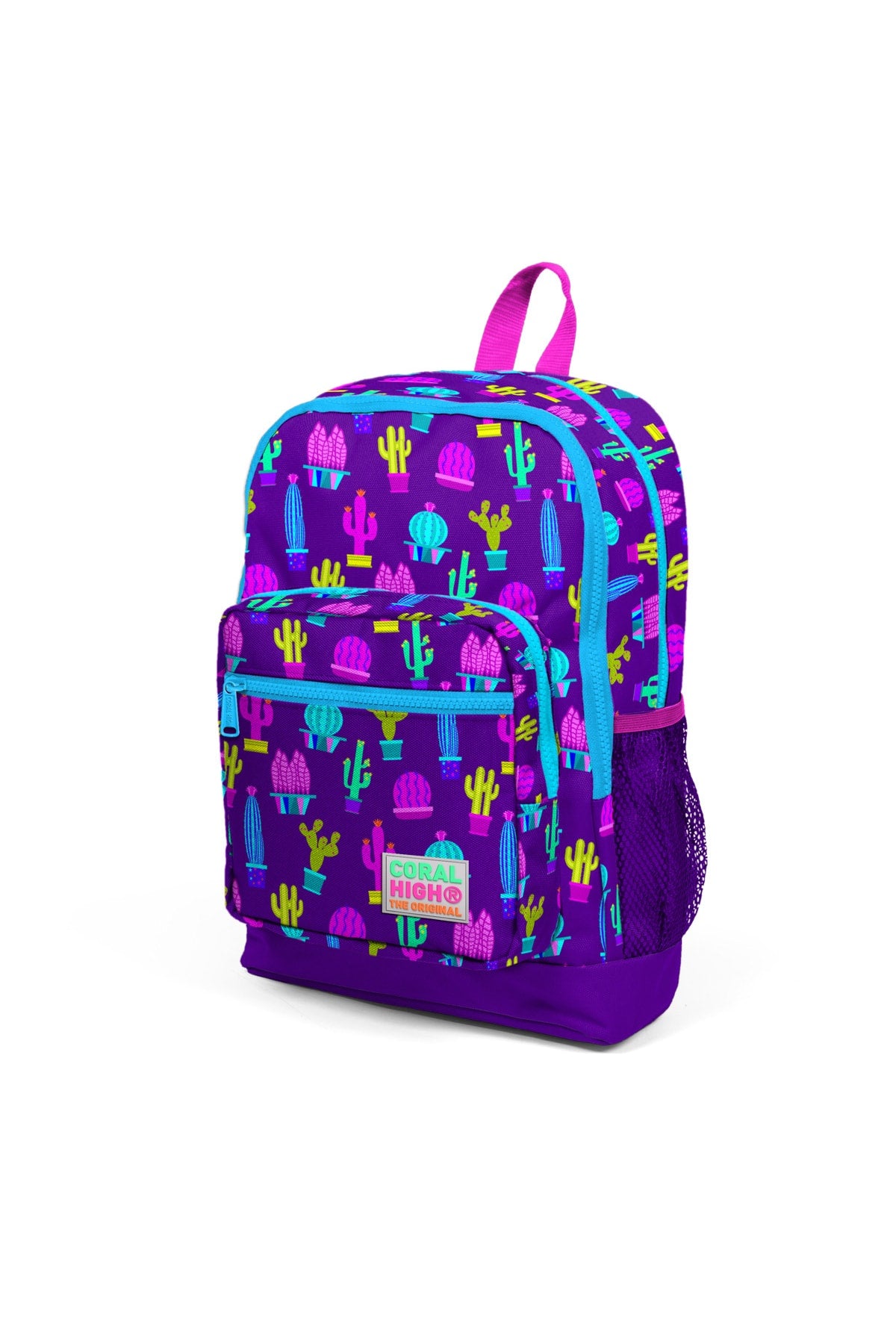 Kids Four Purple Cactus Patterned 3-Pack School Bag Set