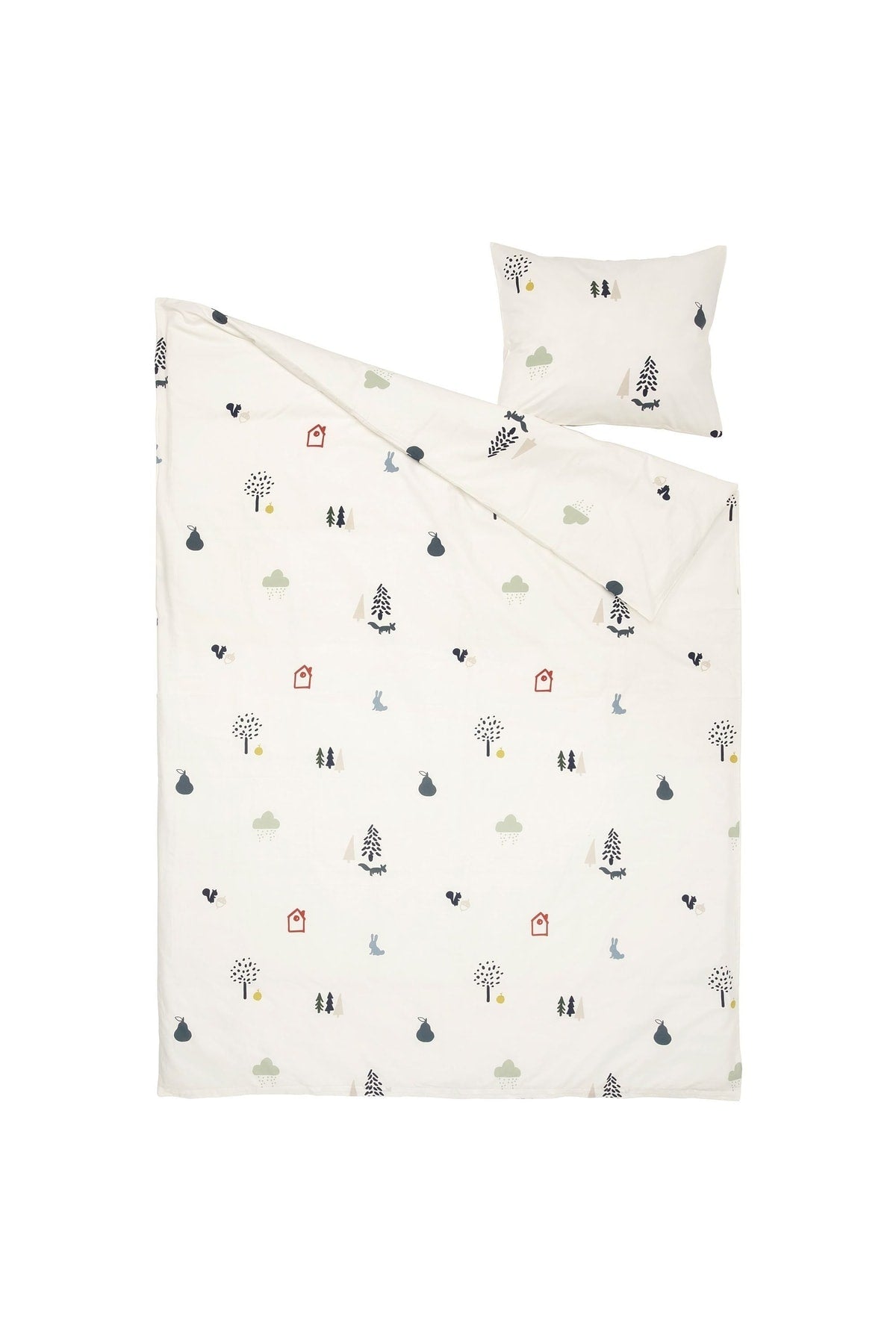 Kids Duvet Cover Set White-Patterned 150X200/50X60 Cm