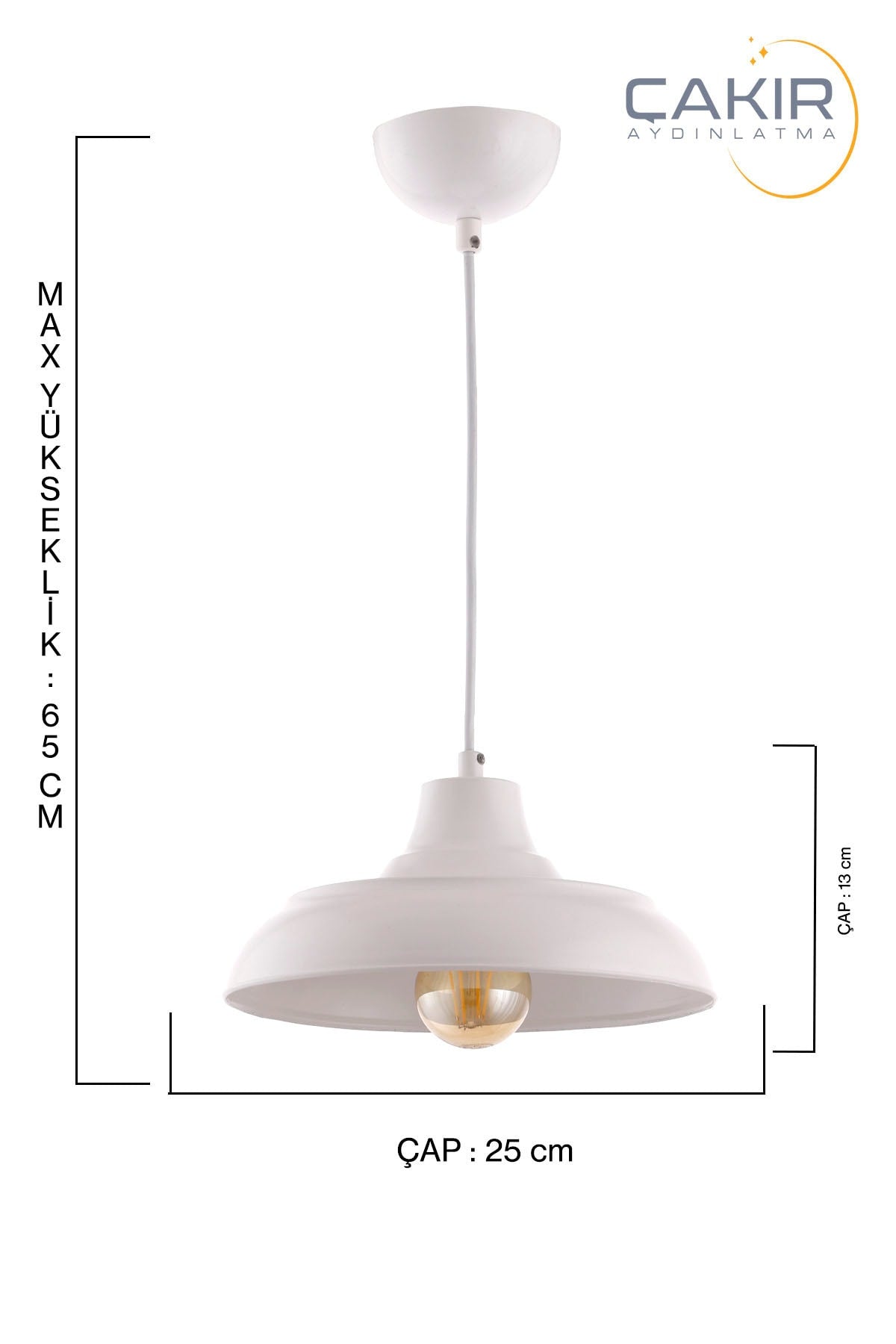 Fiyona Painted White Single Pendant Chandelier - Çakır Avize