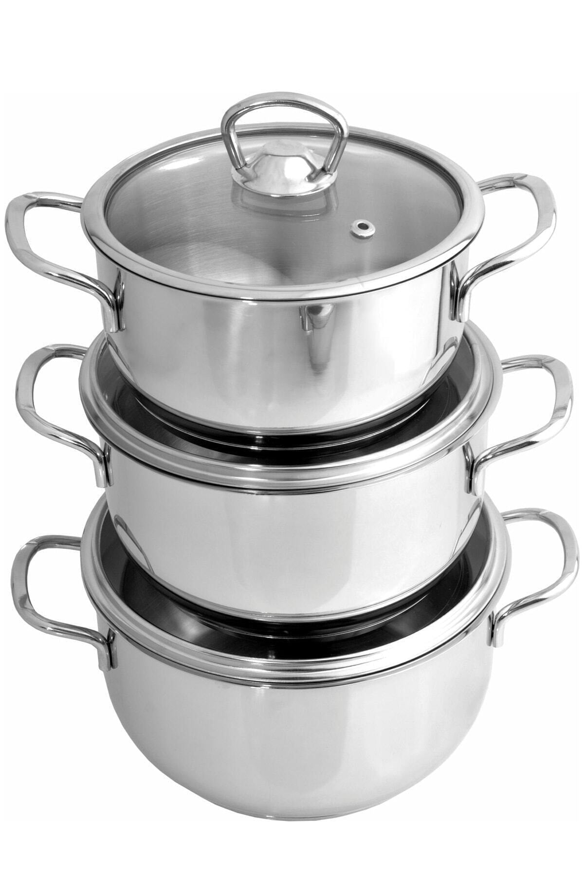 Samira Glass Covered Steel Cookware Set 16 Cm 18 Cm 20 Cm