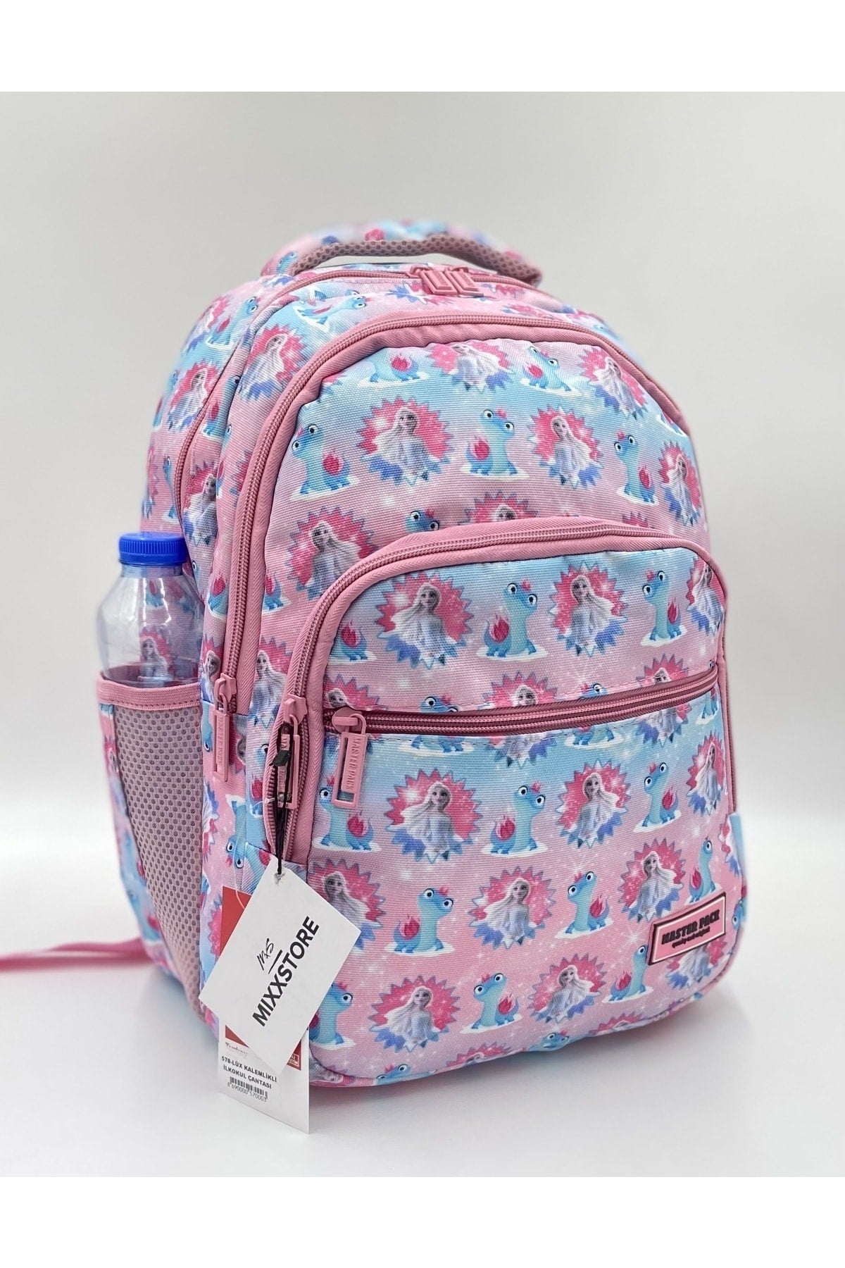 Elsa Patterned Light Pink Color Girl Backpack Primary School Bag With Food And Pencil Holder