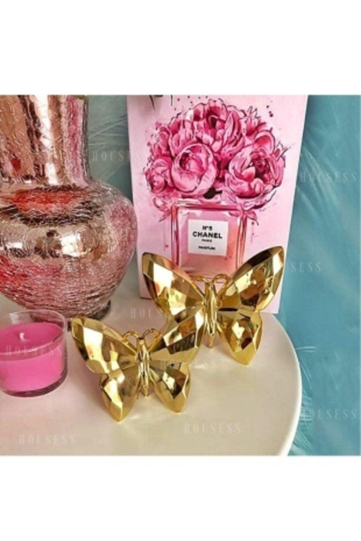 Decorative 2 Pcs Trinket Butterfly Gold Mini Ornament Polyester Casting - Swordslife