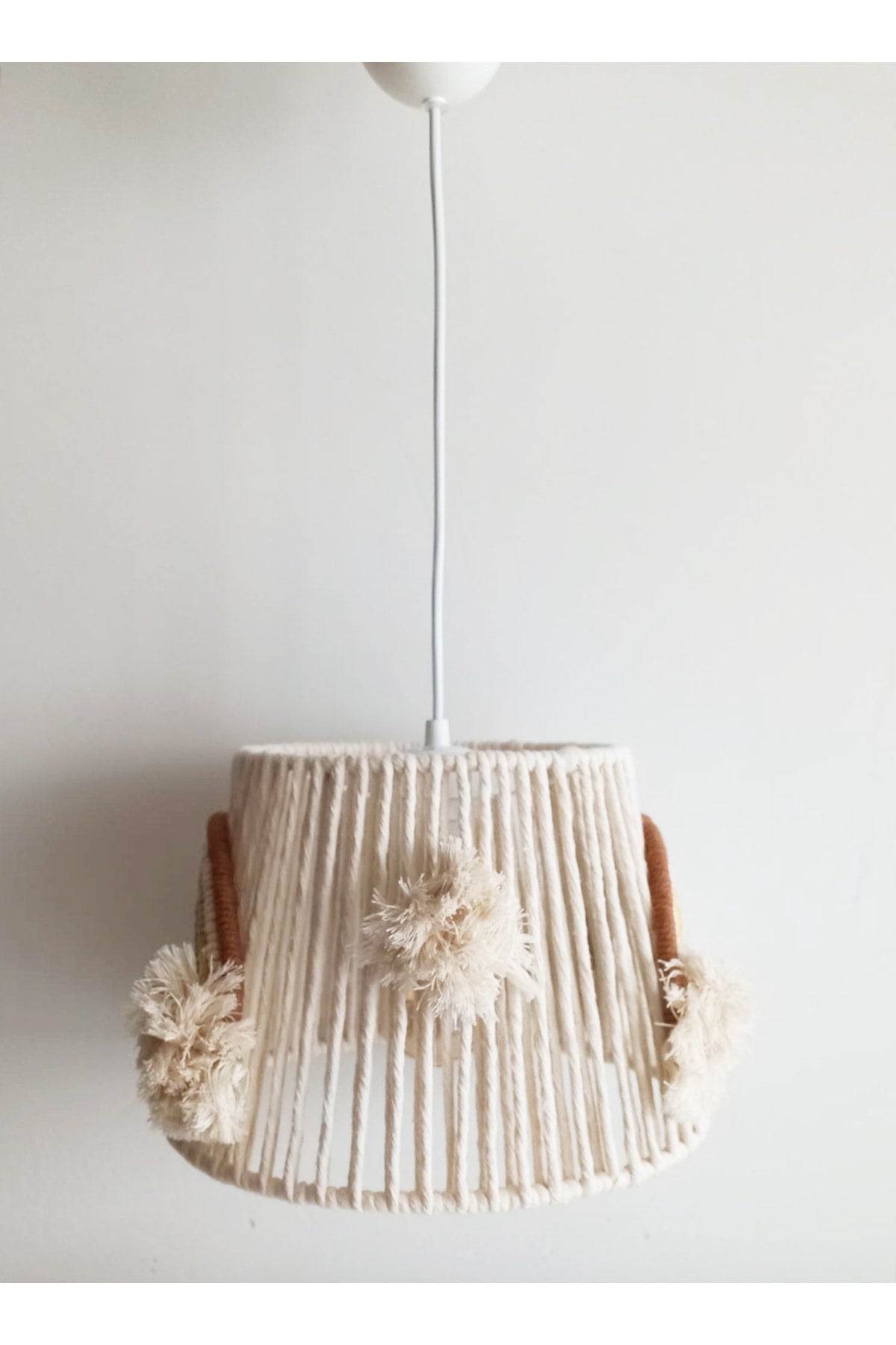 Macrame String Wrap Rainbow Appliqued Handmade Pompom Baby And Children'S Room Chandelier (18)