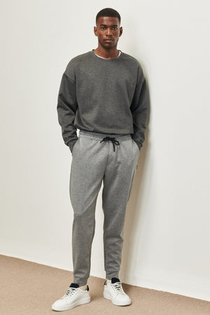 Men'S Gray Standard Fit Normal Cut Elastic Waist And Legs Comfortable Sports Sweatpants