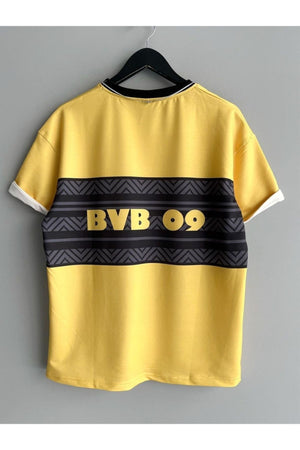 Black Sokak Men'S Yellow Black Dordmund Oversize Crew Neck Tshirt