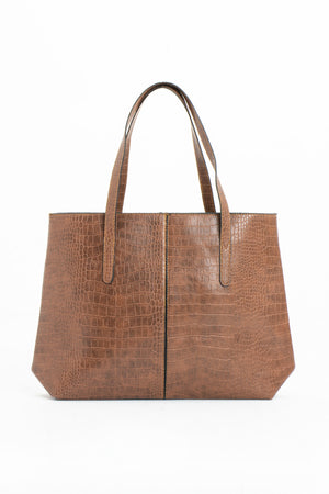 Women'S Crocodile Pattern 2-Sleeve Zippered Large Size Bag Shoulder Bag, Clutch Bag, Laptop Bag