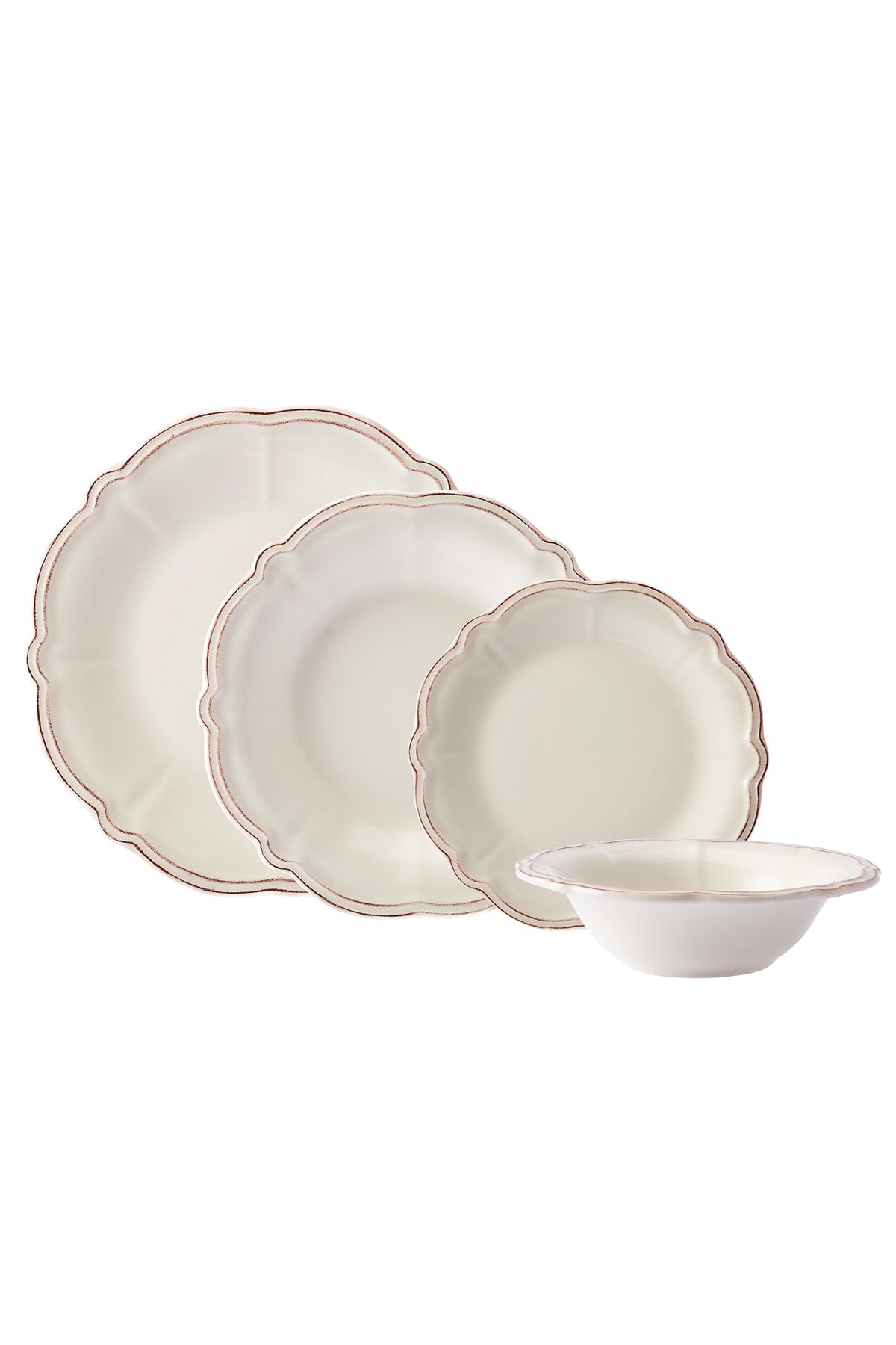 Antique 24 Pieces 6 Person Porcelain Dinnerware