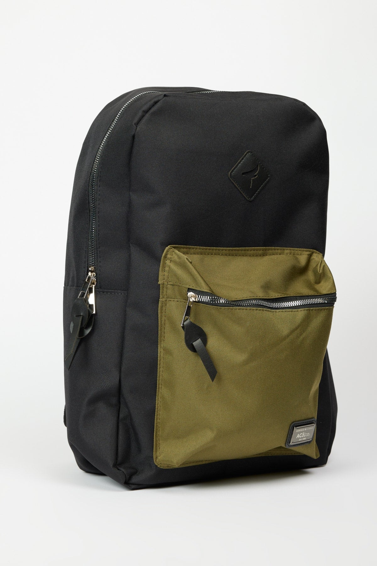 Men's Black-Khaki Logo School-Backpack