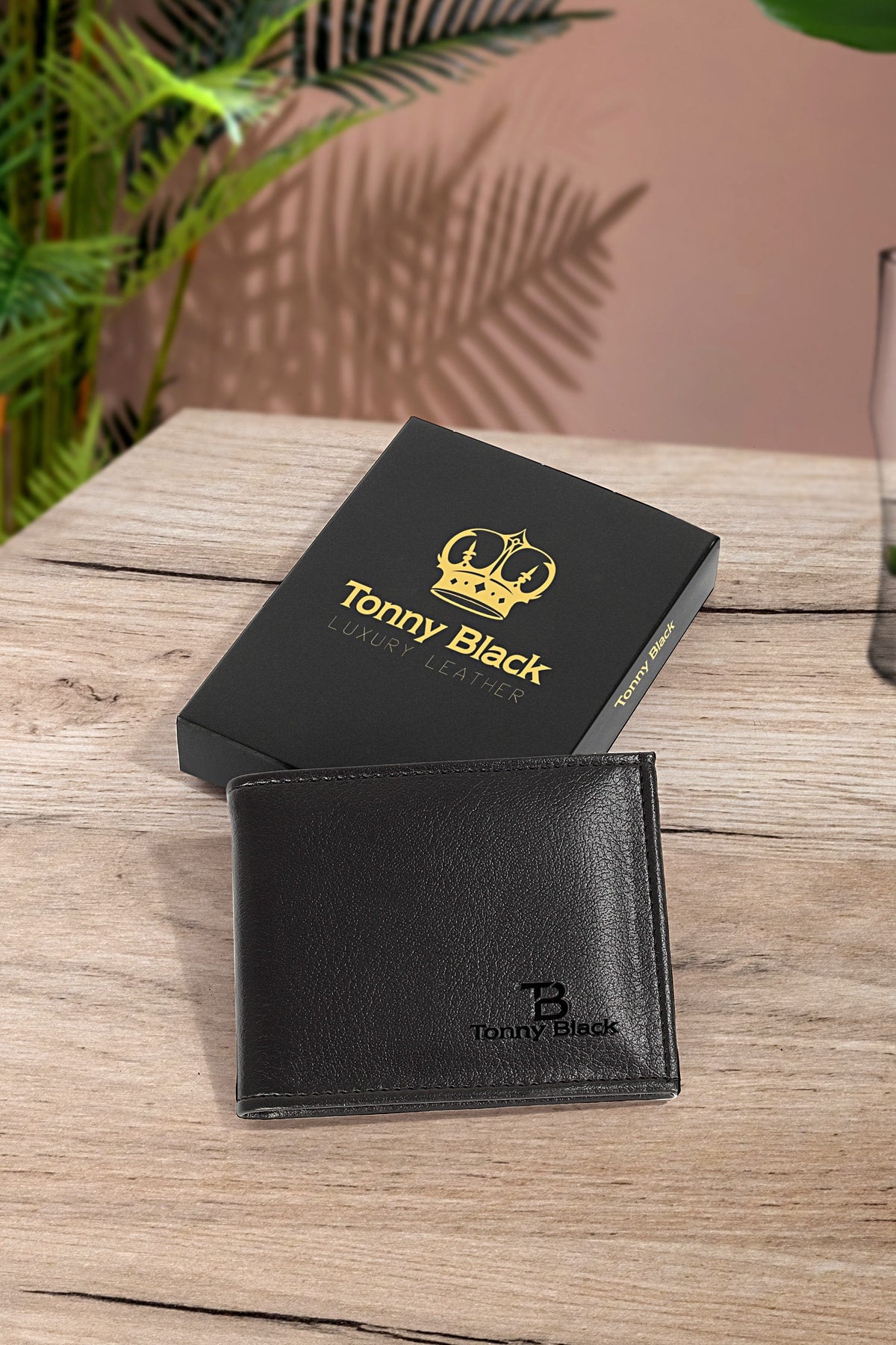 Original Men'S Black Stylish Leather Wallet With Gift Box Card Holder And Paper Money Compartment Card Holder Wallet