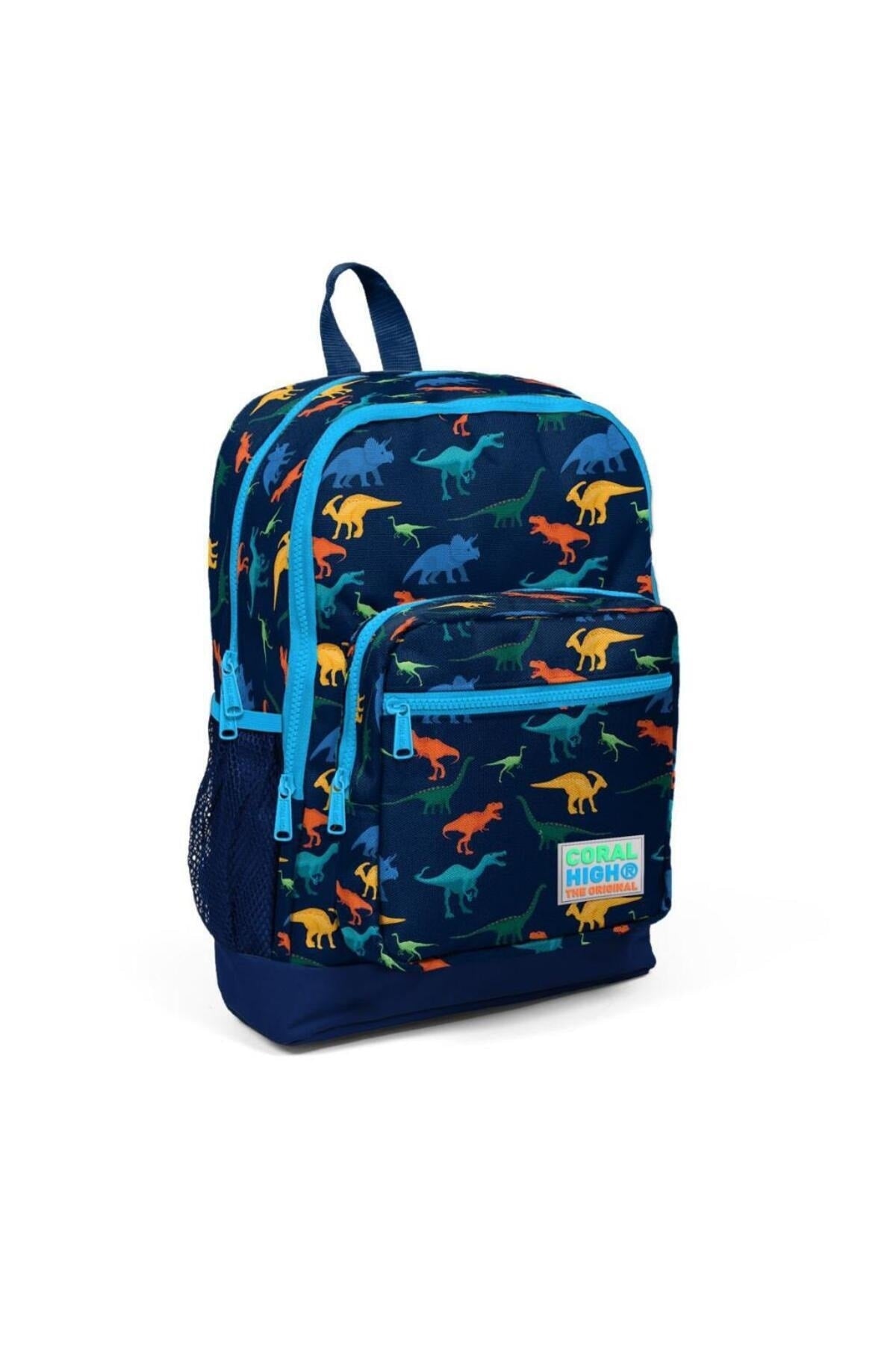 Kids Navy Blue Dinosaur Patterned USB 3 Pcs School Bag Set SET0123289