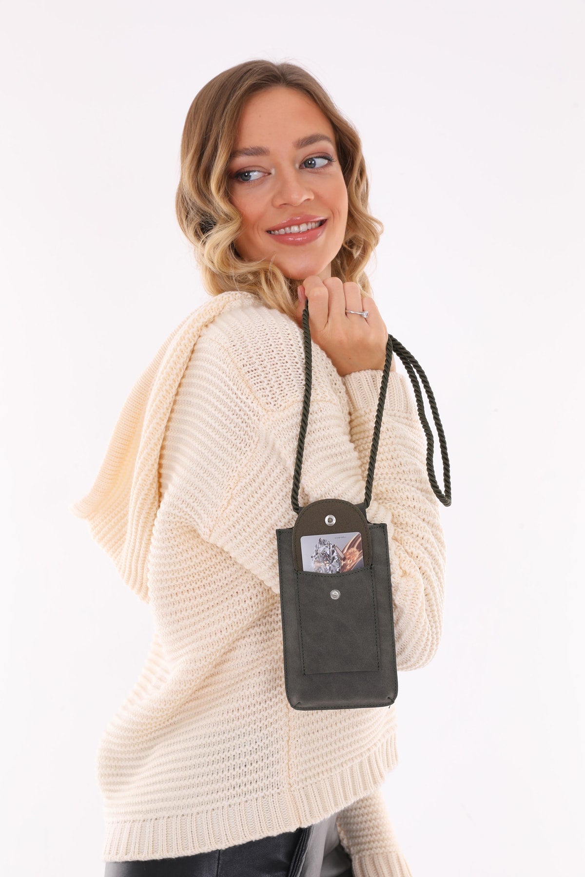 Army Green Shoulder Bag / Cell Phone Bag /Card Holder