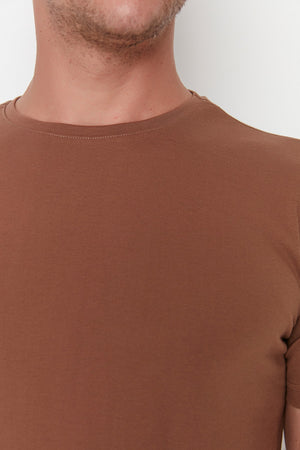 Brown Men'S Basic Regular/Normal Fit Crew Neck Short Sleeved T-Shirt Tmnss22Ts0271