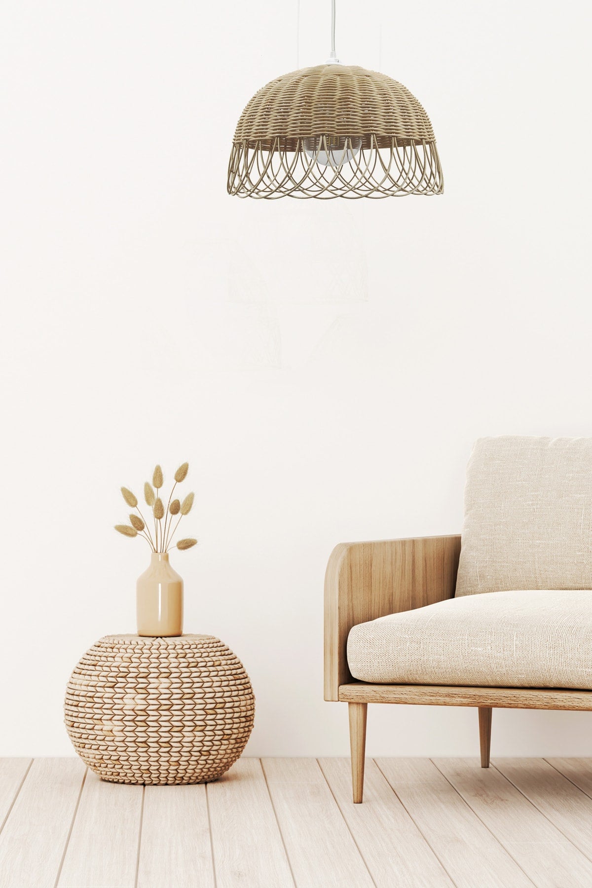 Bamboo, Wicker, Rattan Pendant Lamp Chandelier Bohemian