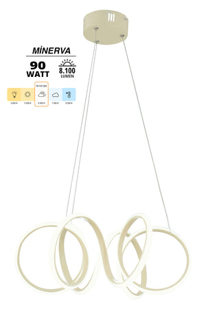 Minerva Cream Modern Pendant Lamp Led Chandelier Living Room Kitchen Room Led Chandelier