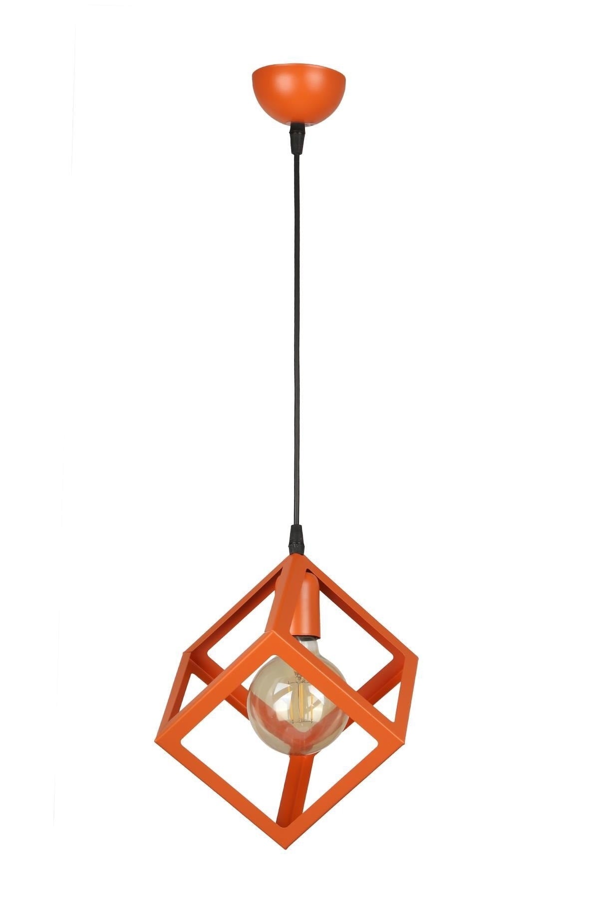 Cube Single Chandelier Orange