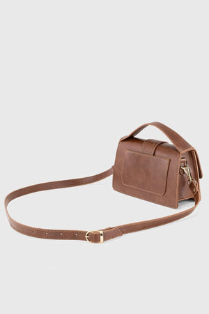 Women'S Brown Leather Look Adjustable Crossbody Bag 229