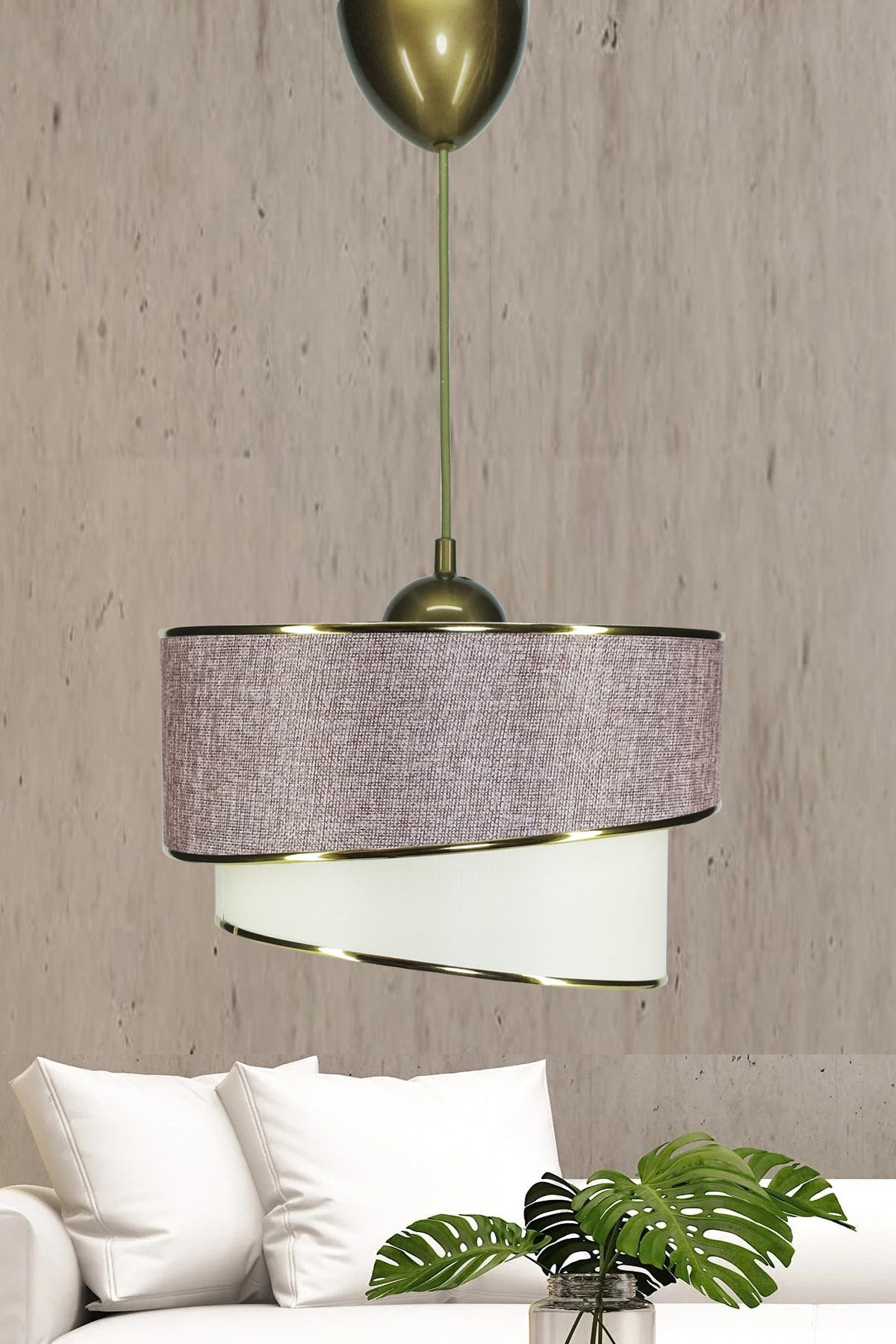 Wind Single Pendant Lamp Wicker Dusty Rose Chandelier