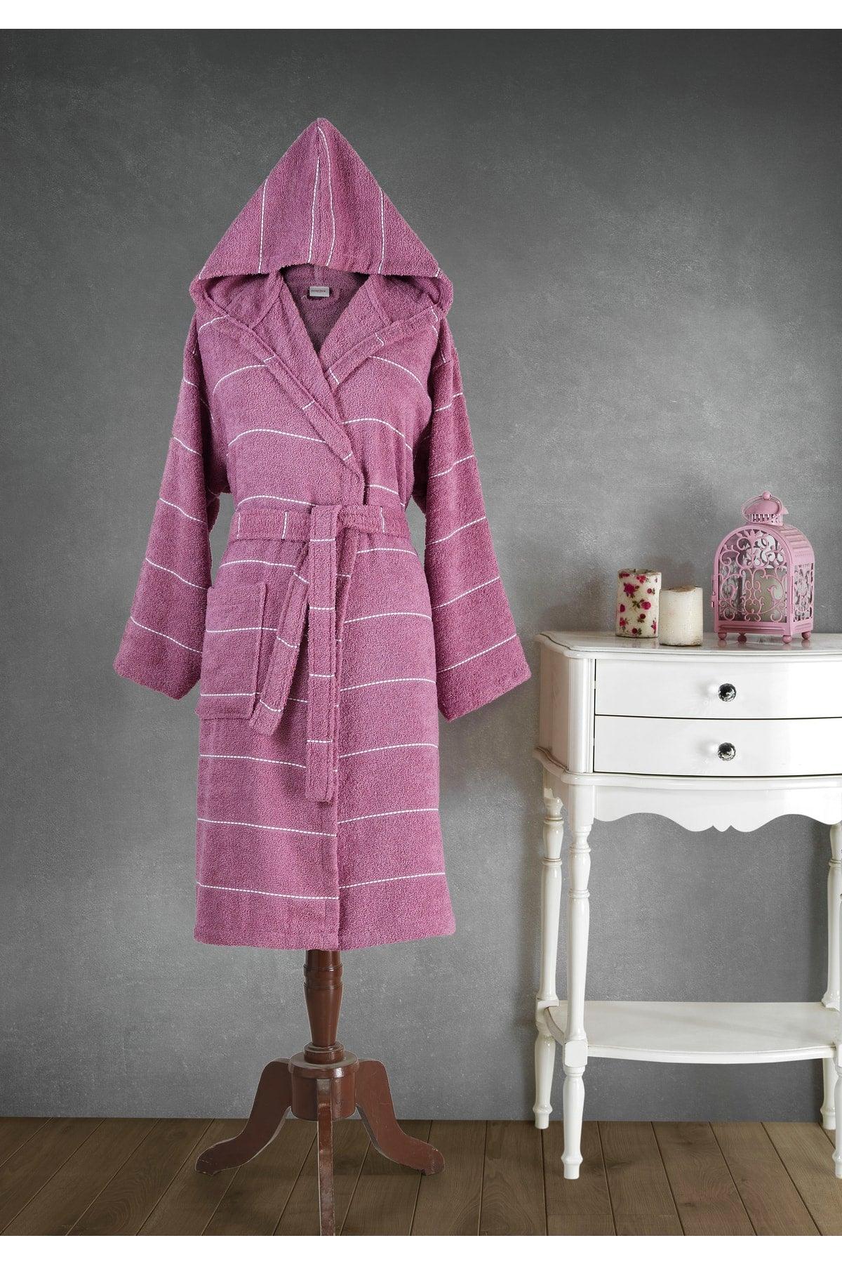 Plum Striped Hooded Bathrobe - Swordslife