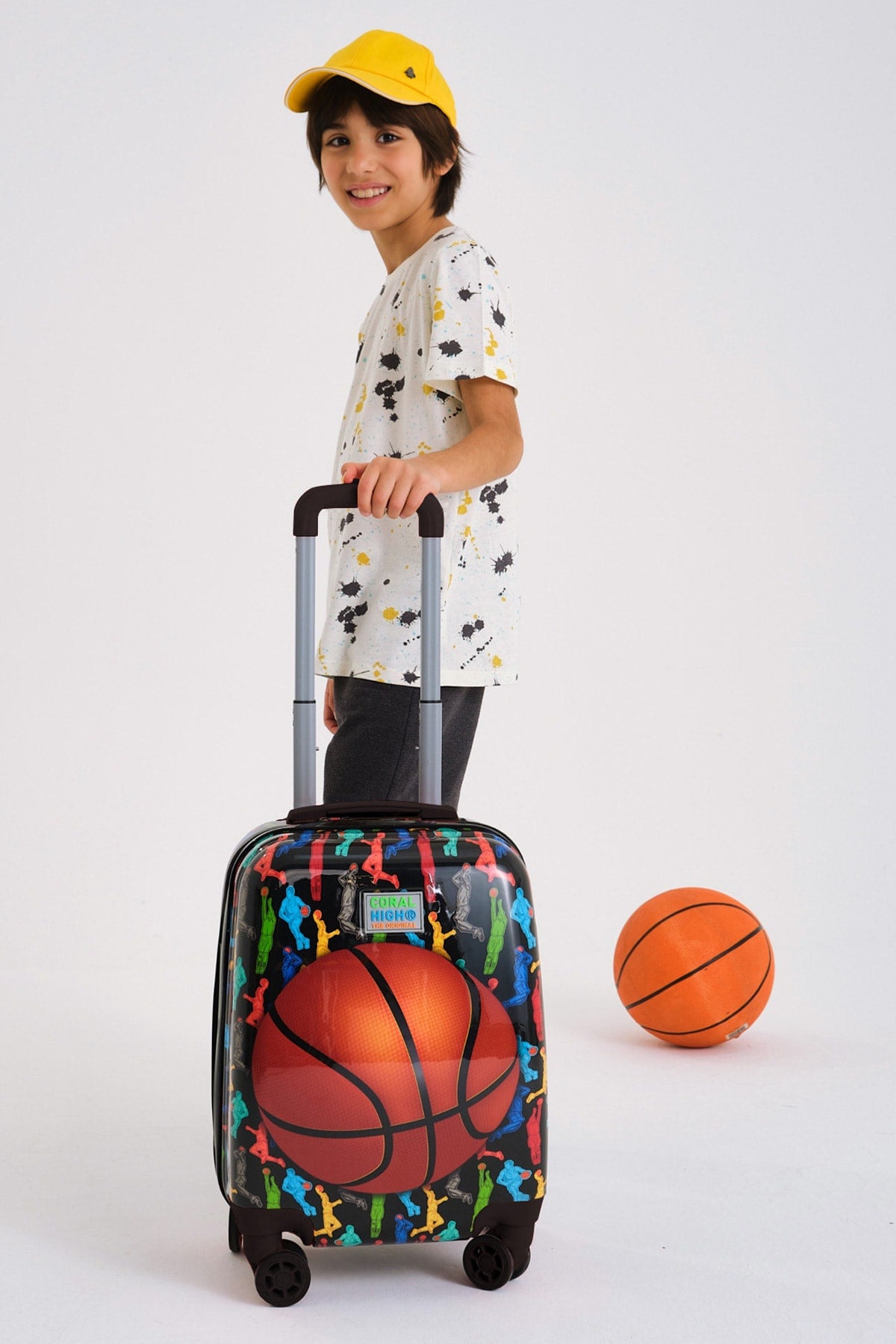 Kids Black Basketball Patterned Child Luggage 16745