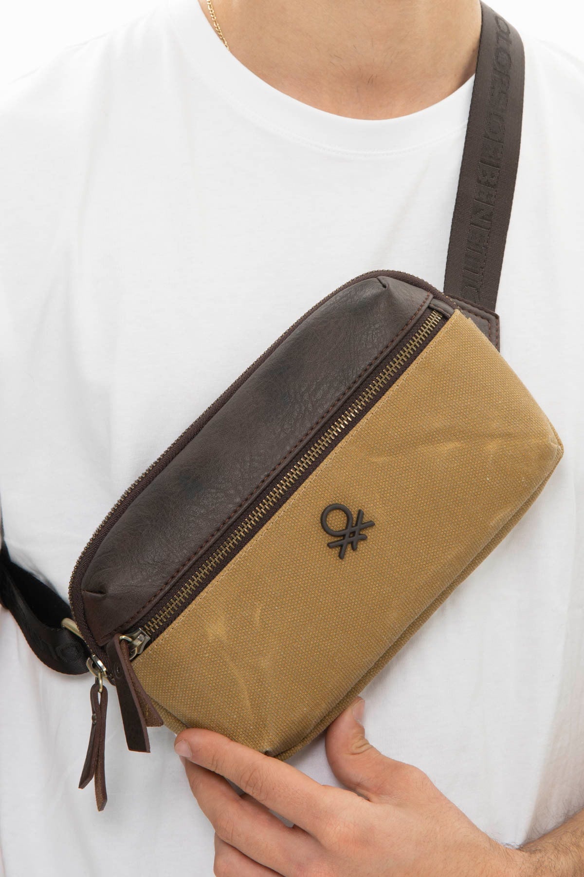 Benetton Men'S Waist Bag Beige Bnt1011
