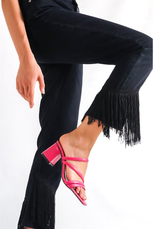 Women'S Fuchsia Heeled Slippers Sandals Ba20888