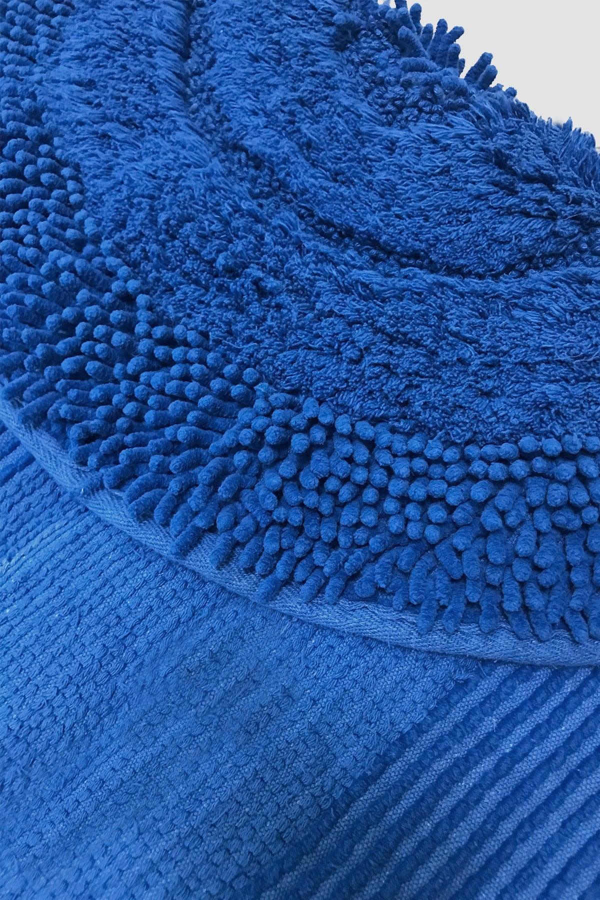 Macoroni Cobalt Blue 2 Pcs Set Cotton Bath Rug - Swordslife