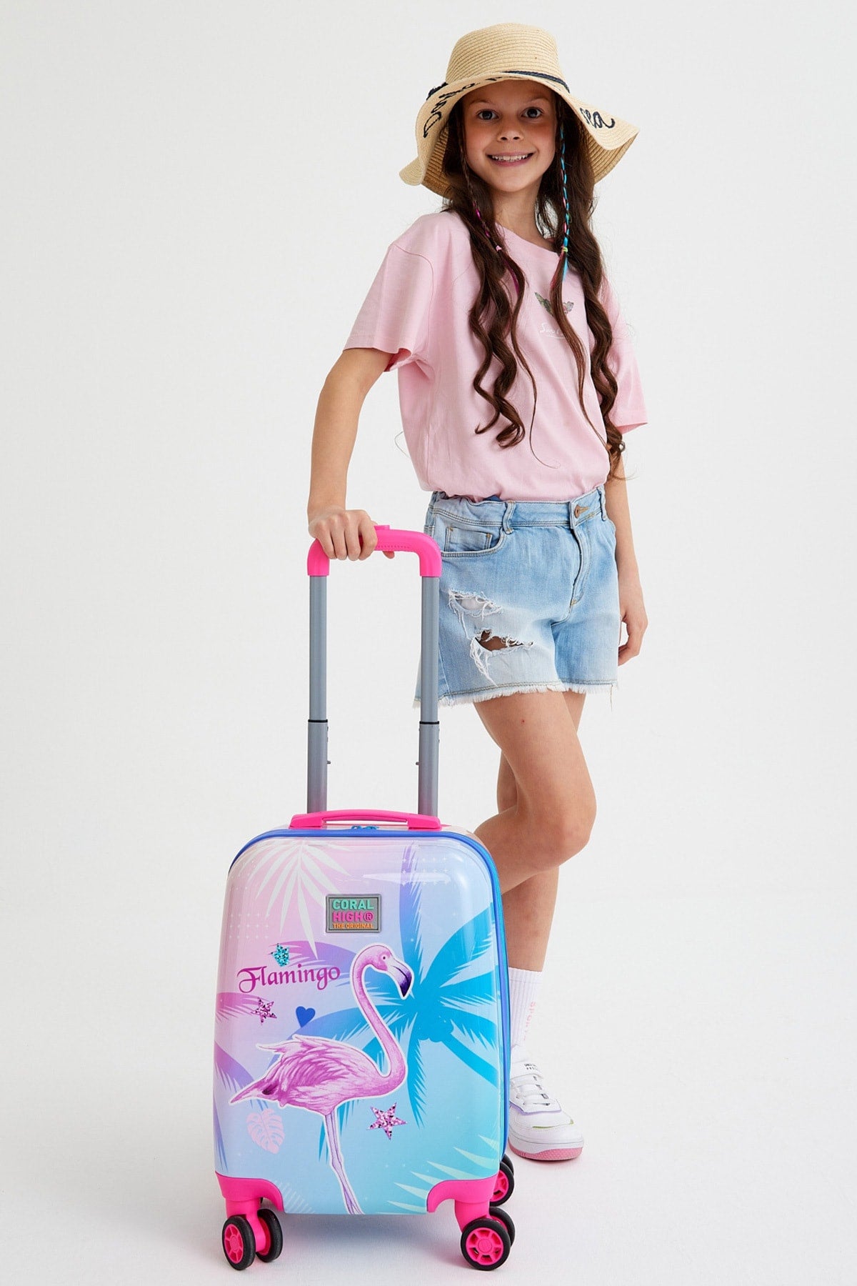 Kids Lavender Pink Flamingo Patterned Luggage 16708