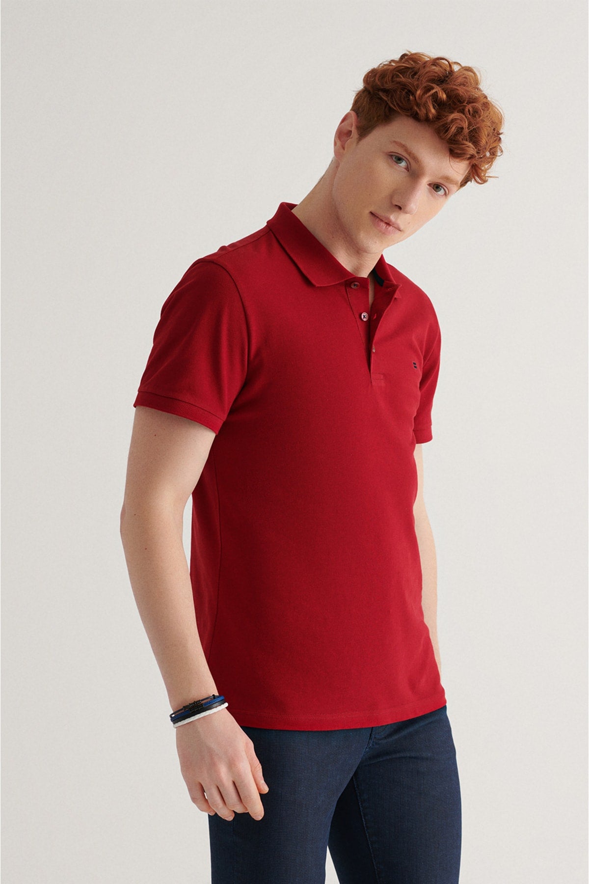 Men's Claret Red 100% Cotton Cool Keeping Standard Fit Regular Cut Polo Neck T-shirt E001004