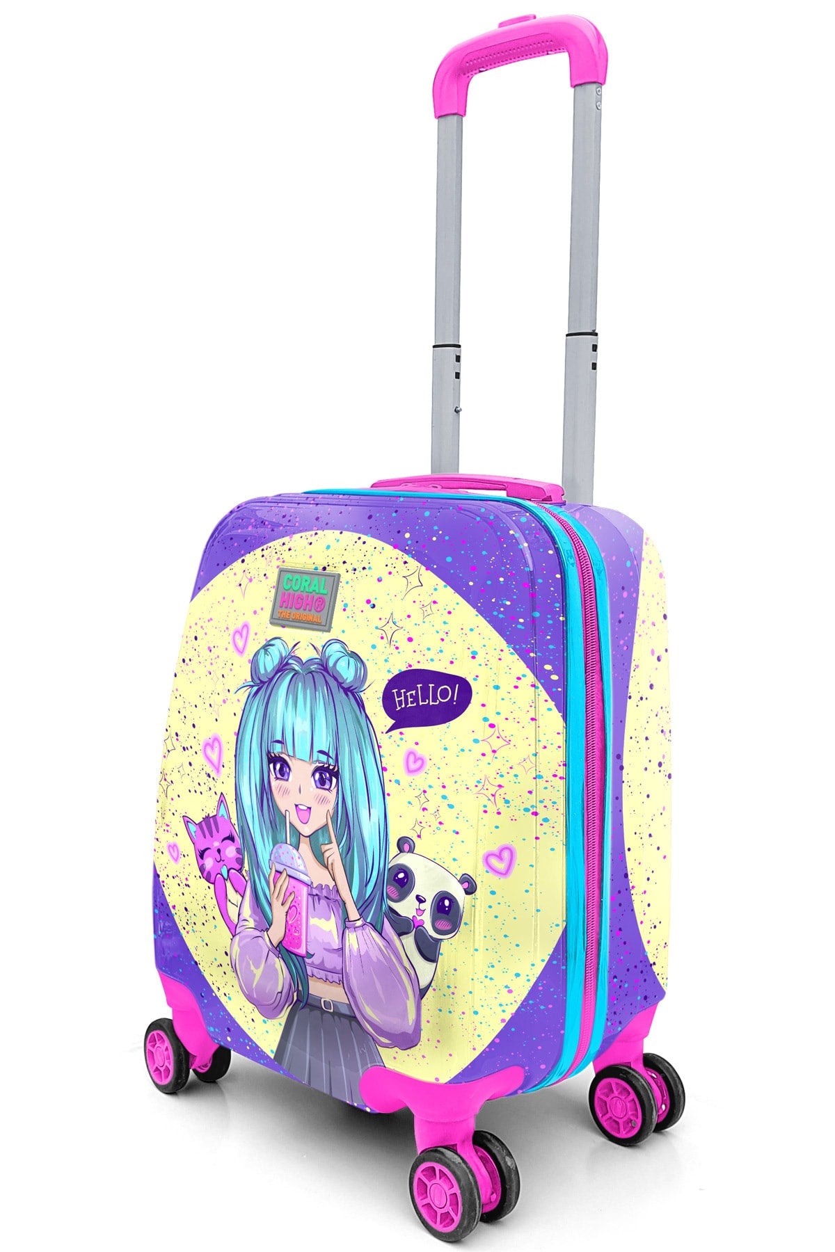 Kids Purple Pink Anime Girl Patterned Luggage 16705