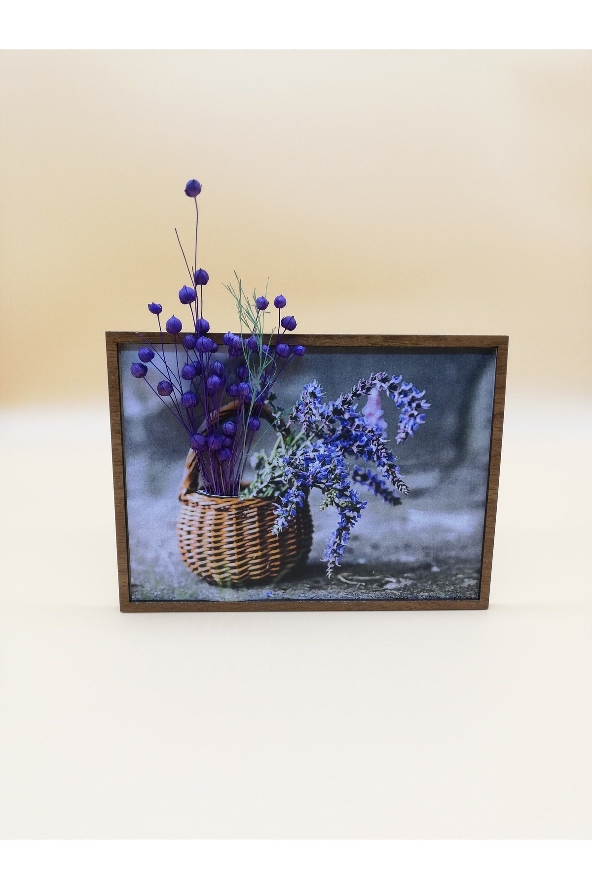 Gift Purple Dried Flower Natural Decorative Picture Wooden Frame