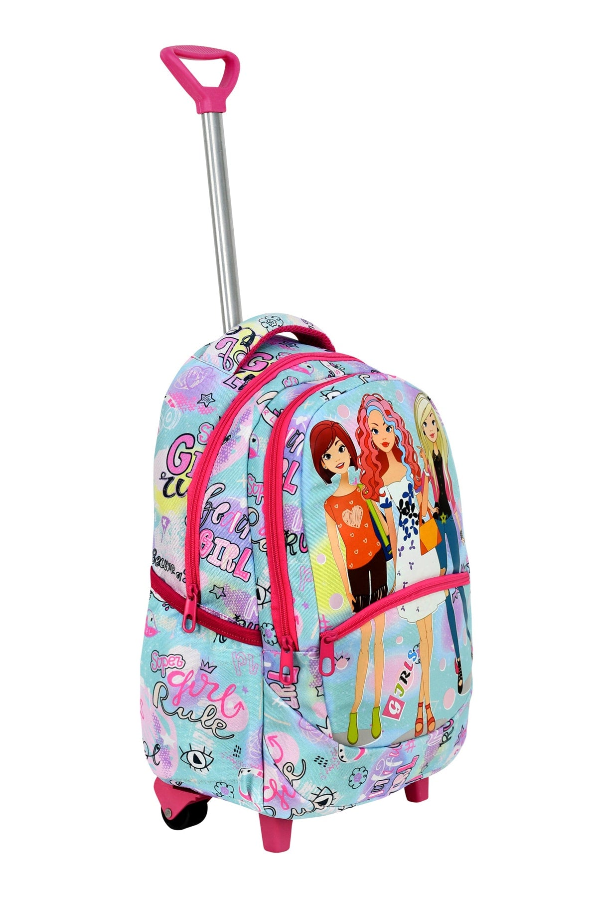 3-pack School Set with Squeegee, Girl Patterned Primary School Bag + Lunch Box + Pencil Holder