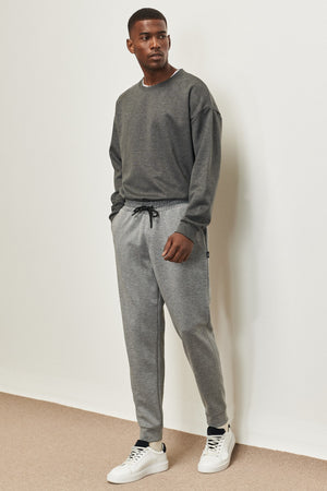 Men'S Gray Standard Fit Normal Cut Elastic Waist And Legs Comfortable Sports Sweatpants