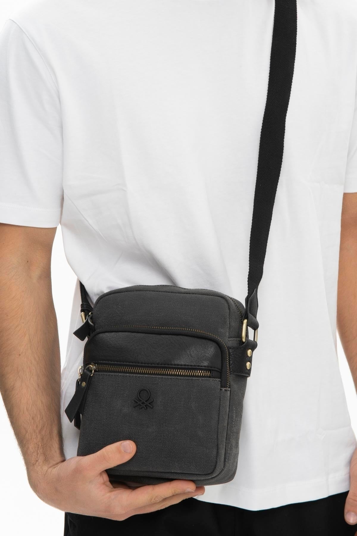 Benetton Men'S Crossbody Bag Black Bnt1013